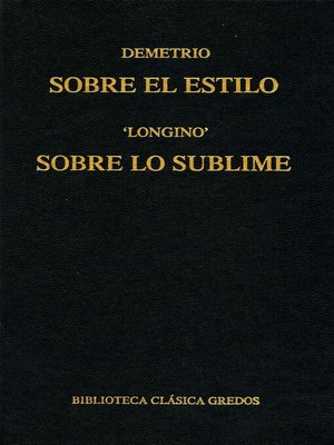 cover image of Sobre el estilo. Sobre lo sublime